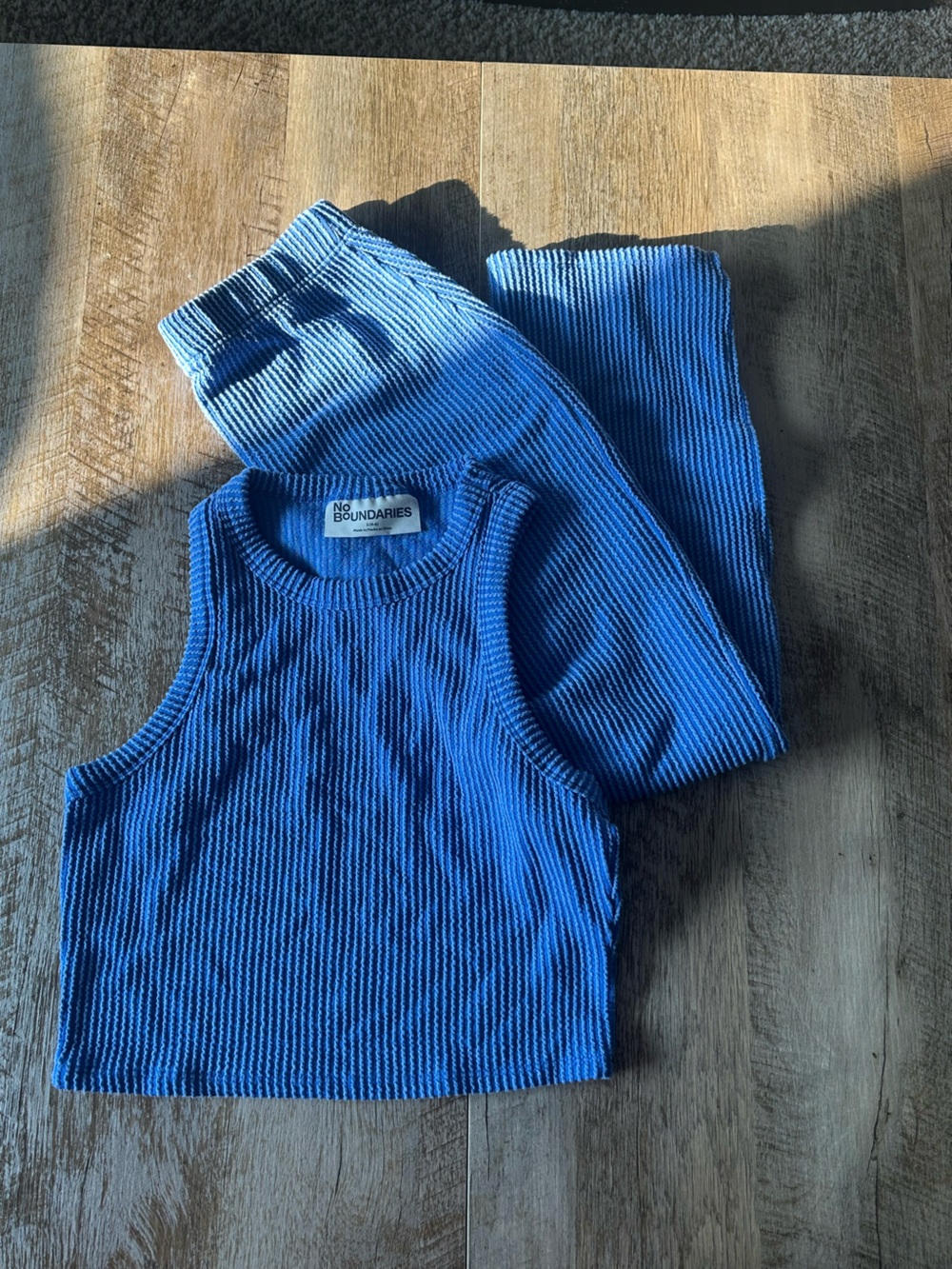 No Boundaries Ribbed Royal Blue Tank Top and skirt